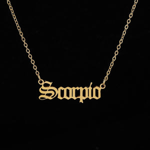 12 Zodiac Letter Constellations Pendants Necklace