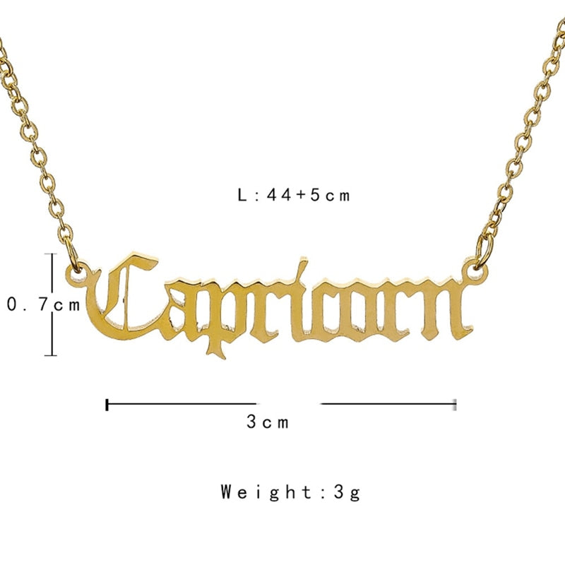 12 Zodiac Letter Constellations Pendants Necklace