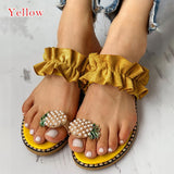 Women Slipper Pearl Flat Toe Bohemian Casual Shoes Beach Sandals Ladies Shoes Platform Sandalias De Mujer Verano